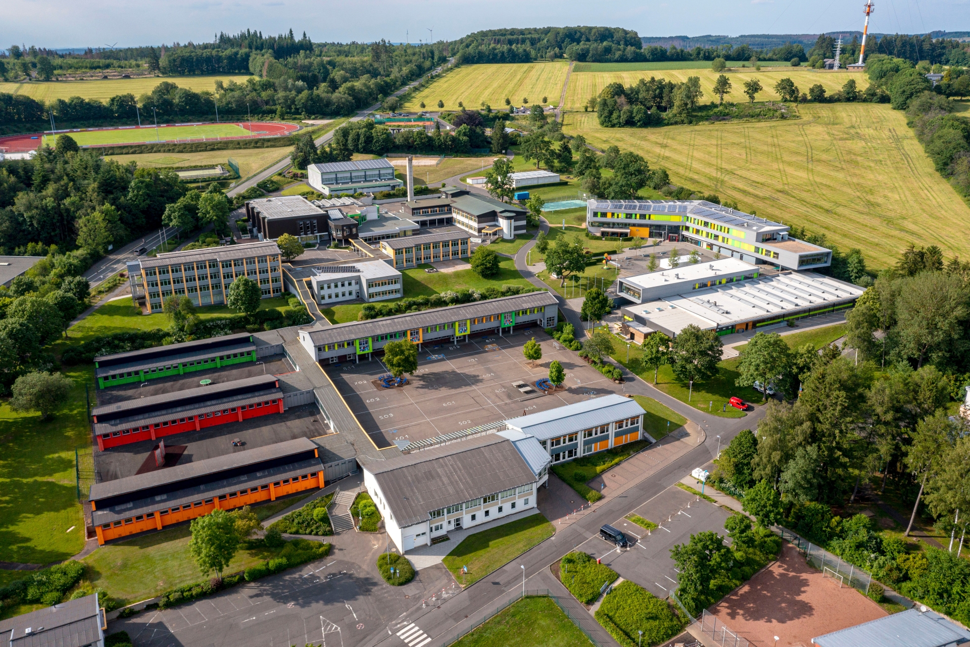 Luftaufnahme des Schulzentrums Bad Marienberg