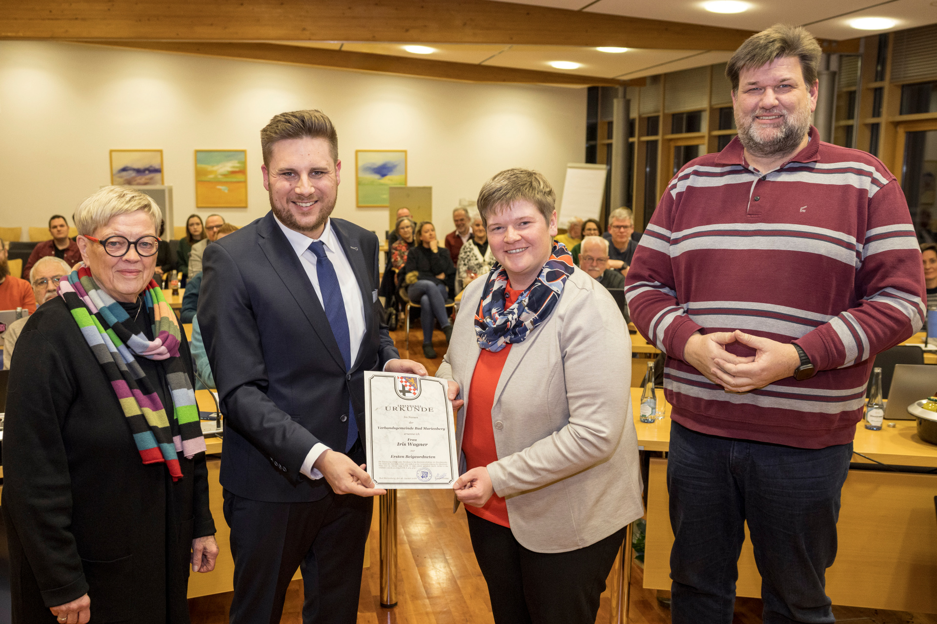 Bürgermeister Marvin Kraus und seine drei Beigeordneten.