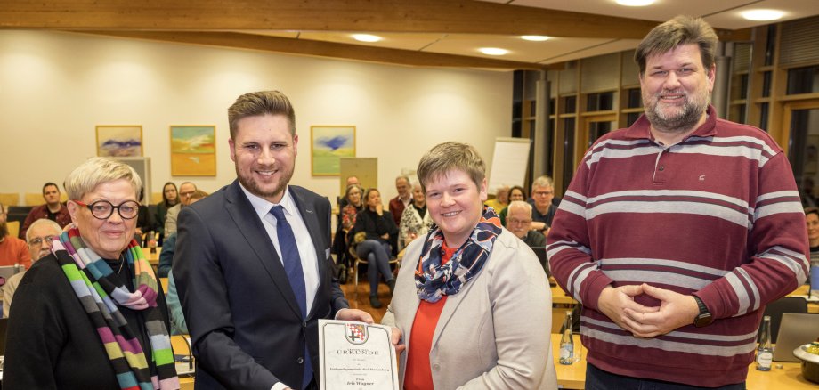 Bürgermeister Marvin Kraus und seine drei Beigeordneten.