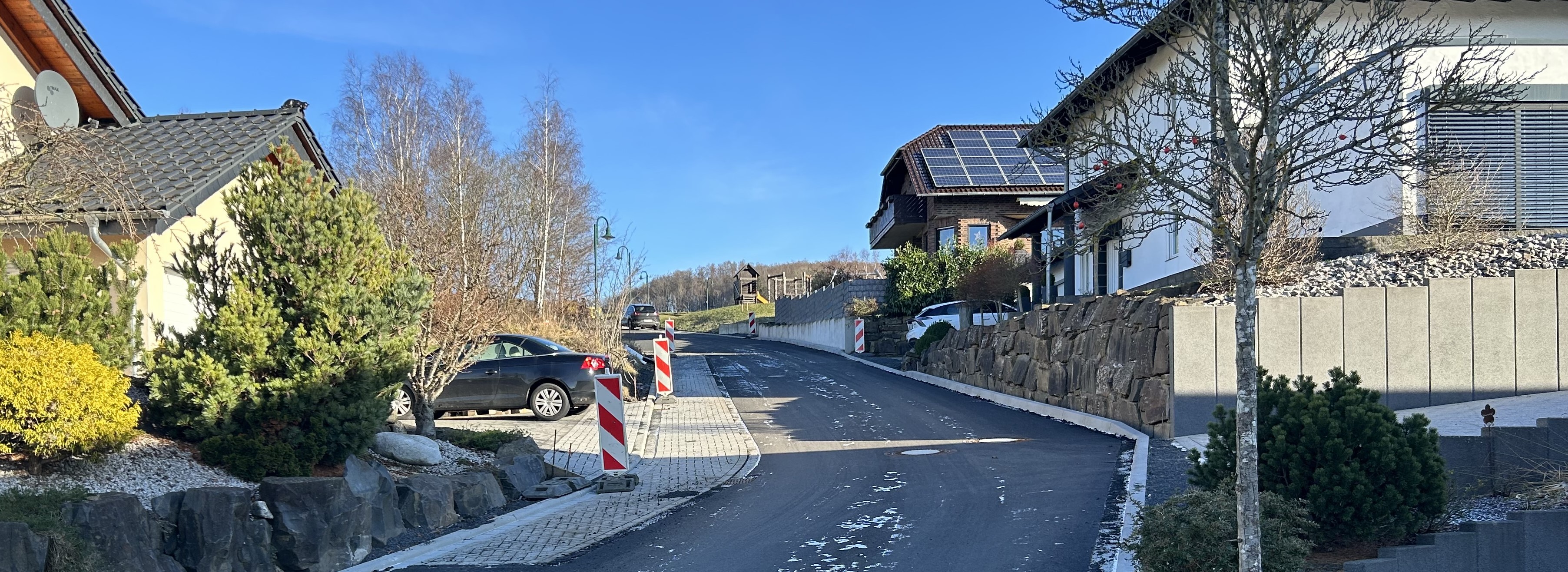 Straßenzug im Neubaugebiet "Am Kornfeld" in Nistertal